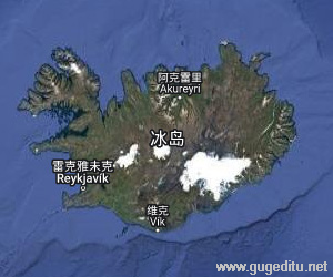 冰岛卫星地图