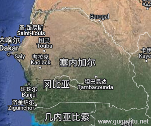 塞内加尔卫星地图