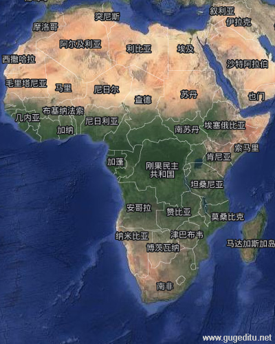 非洲卫星地图