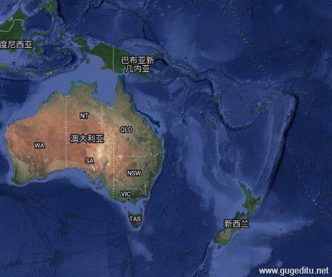 大洋洲卫星地图
